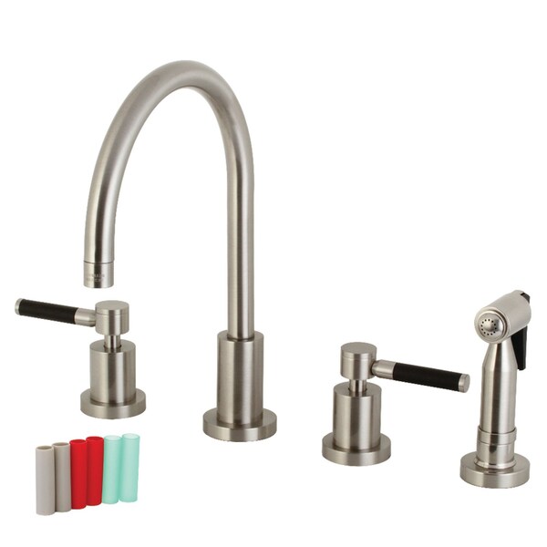 KS8728DKLBS Kaiser 8" Widespread Kitchen Faucet W/ Brass Sprayer, Nickl